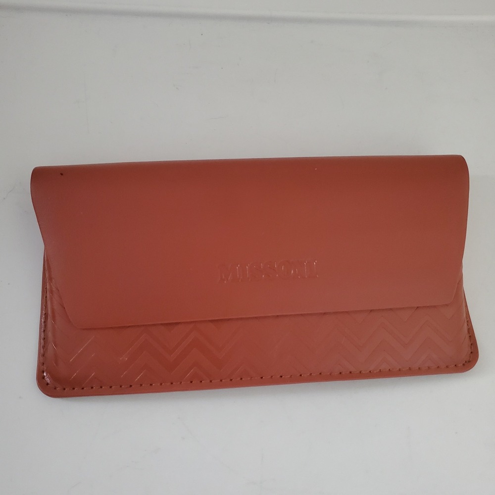 Missoni Terracotta Orange Chevron Embossed Eyewear Glasses Case Magnetic Closure